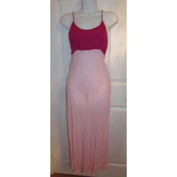 Via Mode Other - SILK Chiffon Charmeuse Pink Sheer Long Nightgown Sz S